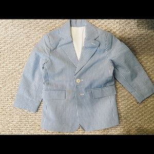New seersucker blue stripe cotton blazer - worn once. Perfect for Easter.